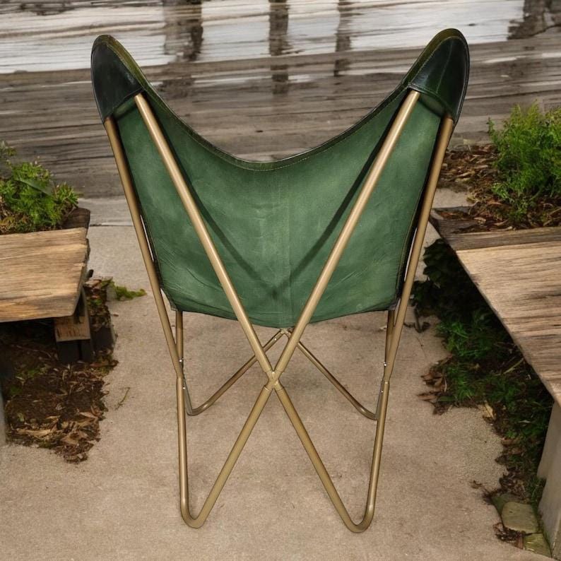butterfly chair green chair leather chair accent chair boho chair lounge chair modern chair gold frame chair mid century luxury chair living room chair home decor designer chair