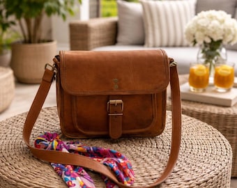 Genuine Leather Crossbody Bag for Women | Handmade Vintage Leather Purse | Small Satchel Shoulder Bag | Everyday Leather Handbag Gift