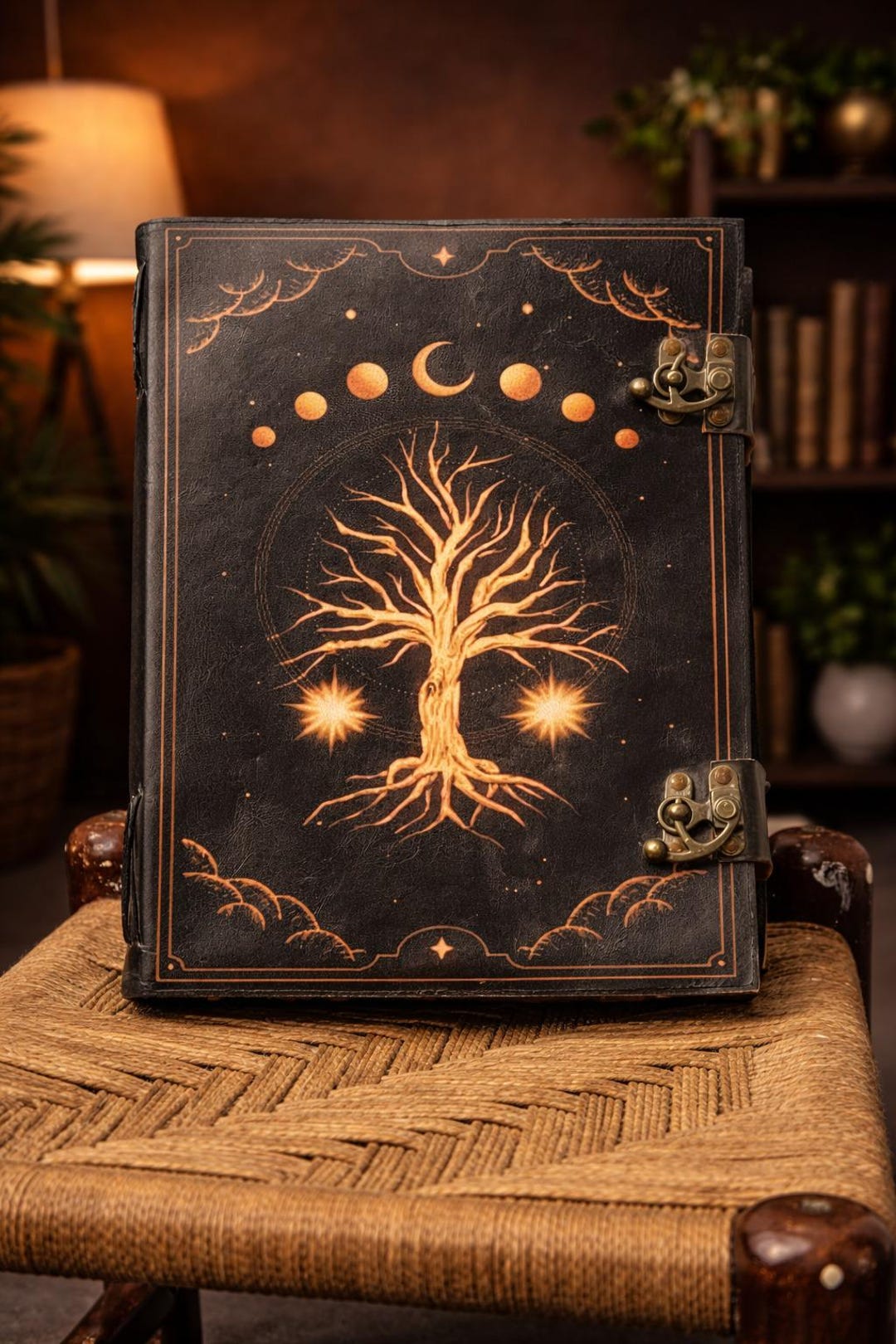 Tree of Life Leather Journal Handmade Vintage Notebook, Moon Phase ...