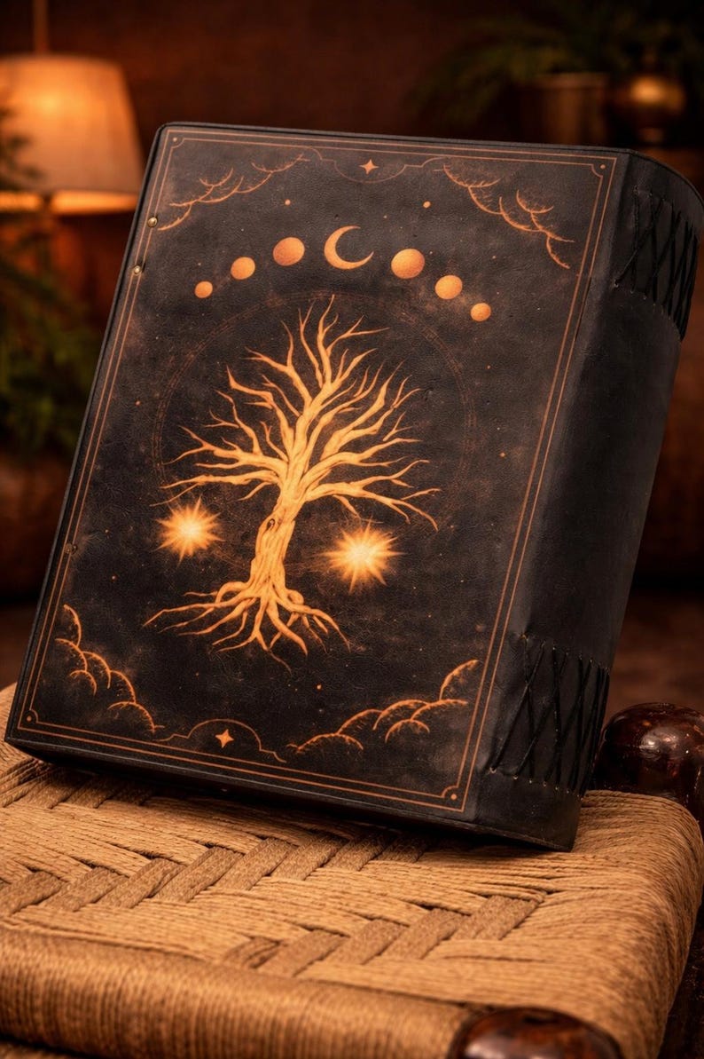 Tree of Life Leather Journal Handmade Vintage Notebook, Moon Phase ...