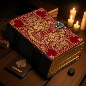 Demon Lock Journal, Gothic Handmade Leather Notebook, Dark Fantasy Diary with Lock, Occult Writing Journal, Horror Gift