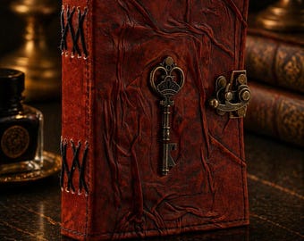 Vintage Leather Lock Journal, Handmade Diary with Key, Antique Writing Notebook, Rustic Leather Sketchbook, Gothic Journal, Gift for Writer