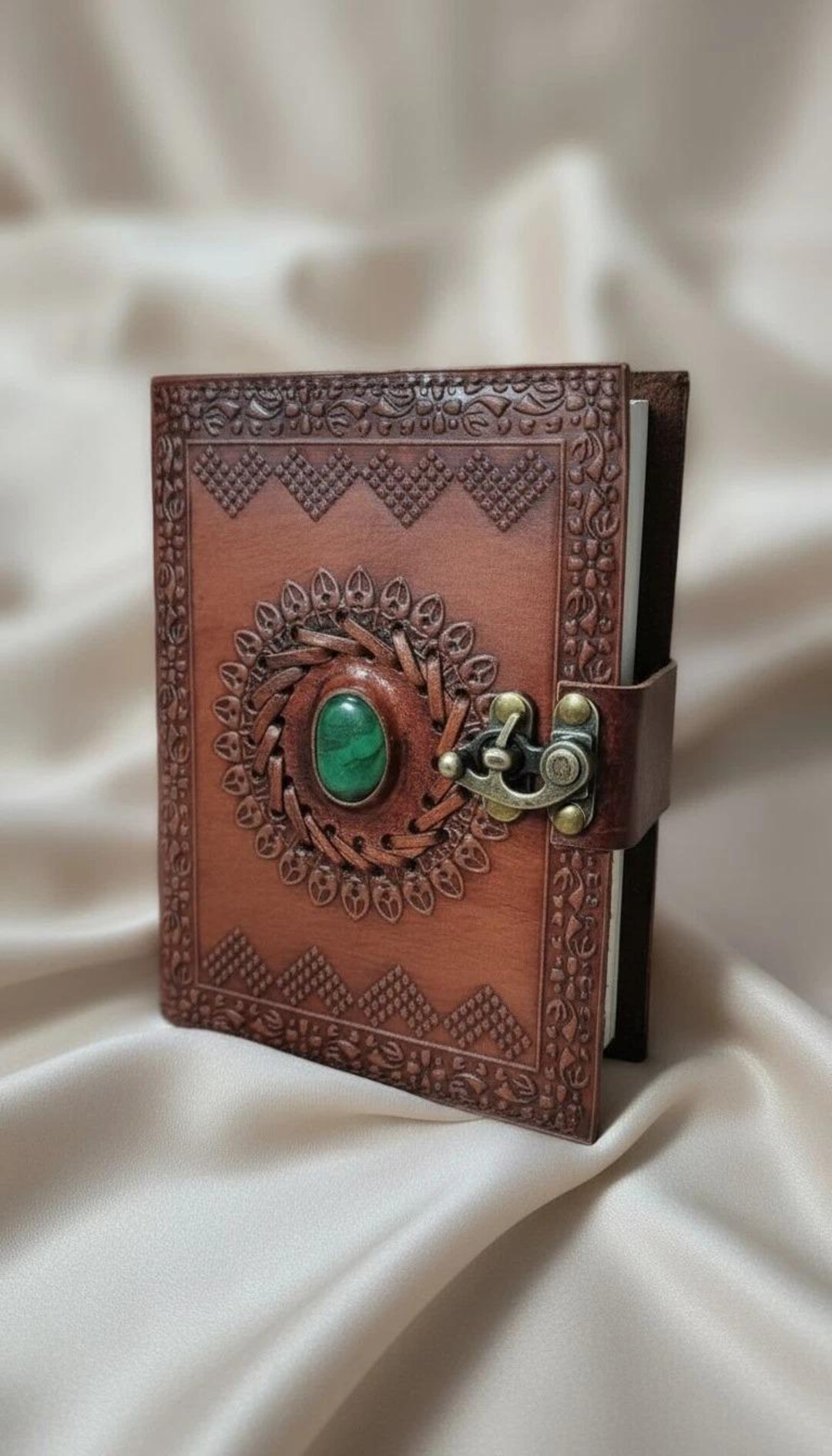 Rustic Notebooks Handmade Leather Journal With Stone Lock Vintage Embossed Diary ...
