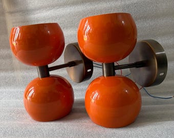 Orange Mid Century Wall Sconce | Double Cone Retro Lamp Fixture | Modern Indoor Lighting
