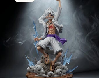 Gear 5 Luffy Sunburst STL File Hero Statue Instant Download