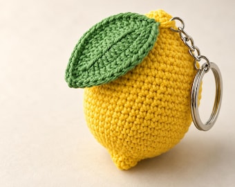 Lemon Keychain Crochet Pattern PDF, Amigurumi Fruit Charm Keychain, Bag Accessory, Fruit Keychain, Cute Crochet Lemon, Easy Beginner Crochet