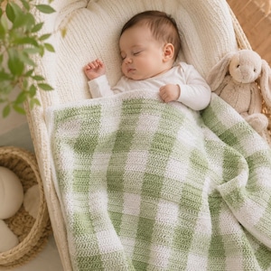 Easy Crochet Baby Blanket Pattern & Video, Meadow Breeze Checkerboard Crochet Throw Blanket Pattern, Beginner-Friendly Crochet PDF