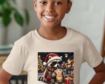 Xmas Raccoon Shirt, Hilarious Men Tee, Sarcastic Holiday Sweatshirt, Kids Christmas Gift Apparel