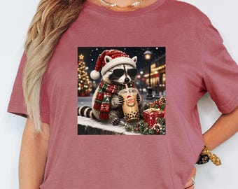 Xmas Raccoon Shirt, Hilarious Men Tee, Sarcastic Holiday Sweatshirt, Kids Christmas Gift Apparel