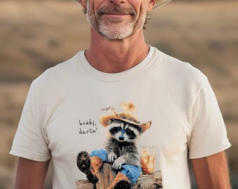 Western Raccoon Tee, Hilarious Men Tee, Sarcastic Country Sweatshirt, Kids Cowboy Gift Apparel