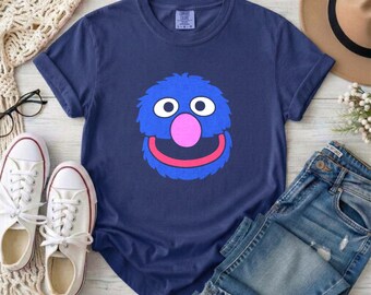 Comfort Colors Blue Monster Shirt, Cute Retro Cartoon Tee, 90s Nostalgic Graphic Top, Funny Theme Party T-Shirt