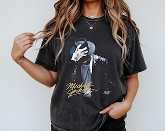Michael Jackson Tee with Glove Fedora Design, Retro Pop Music Shirt