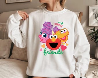 Cute Sweet Friends Sweatshirt, Funny Bestie Crewneck, Retro Cartoon Graphic Pullover, Nostalgic 90s Matching BFF Sweater