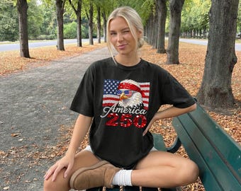 USA 250th anniversary shirt, America 250 Bald Eagle T-Shirt, Patriotic Bling Flag Tee, 4th of July Shirt, USA Independence Day Style Top