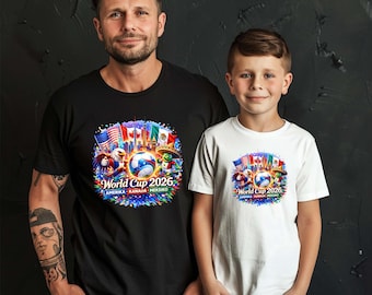 World Cup 2026 Family Matching Shirts, USA Canada Mexico Soccer Tee, Father Son Football T-Shirt, Kids Soccer Fan Apparel, Game Day Outfit