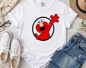 Retro Red Monster Graphic T-Shirt, Comfort Colors Nostalgic Cartoon Tee, Waving Friendly Character Shirt, Cute 90s Nostalgia Top