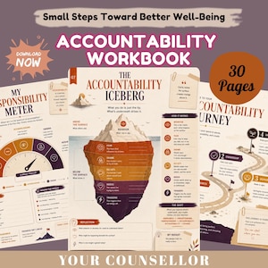 Accountability Workbook, Therapy Worksheets, Personal Growth Journal, Self Reflection, Responsibility & Relationship Skills