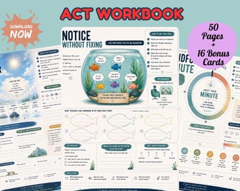 Acceptance Commitment Therapy Workbook, ACT Worksheets, Psychological Flexibility, Mindfulness, Values, Counseling Tools, Printable PDF