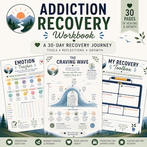 Addiction Recovery Workbook Printable | Sobriety Journal, CBT Worksheets, Relapse Prevention, Recovery Planner PDF
