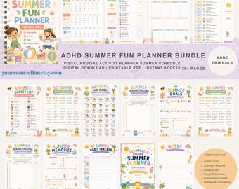 ADHS 2026 Sommer Fun Planer | Kinder Routine Chart, visuellen Stundenplan, Printable Bundle