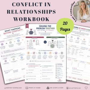 Arbetsbok om konflikter i relationer, arbetsblad om konfliktlösning, parterapi, kommunikationsfärdigheter, relationsterapi PDF