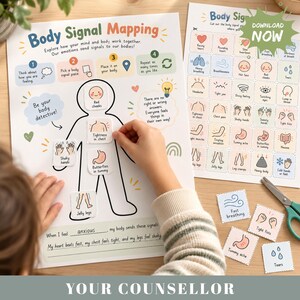 Kids Body Mapping Worksheet, Body Signals Activity, Interoception for Kids, Emotions SEL Printable