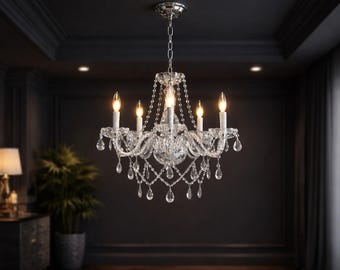 K9 Crystal Chandelier 5-Light Pendant Ceiling Light Fixture for Dining Room