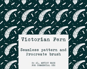 Victorian Fern Repeatable Pattern Botanical High Resolution Wallpaper & Procreate Brush Digital File