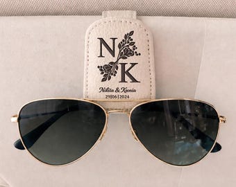 Soporte para gafas de sol con visera de coche personalizada, clip magnético de cuero sintético personalizado, regalo decorativo para coche.
