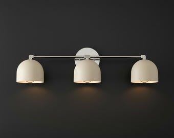 Mid Century Modern Raw Brass Italian Cone Sconce Light, Matte White Shade