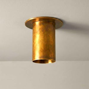 Solid Brass Cylinder Flush Mount Ceiling Light, Mid Century Modern Fixture