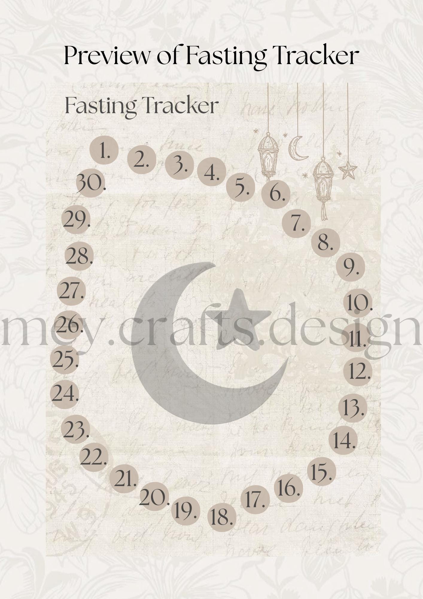 Ramadan Fasting Tracker Printable, Daily Fast Log PDF, Ramadan Planner ...