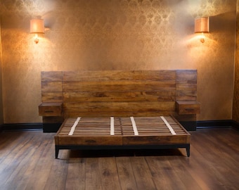 Mango Wood Remington Bed Frame - Handmade Wooden Bedroom Furniture - Mid Century Modern Home Decor
