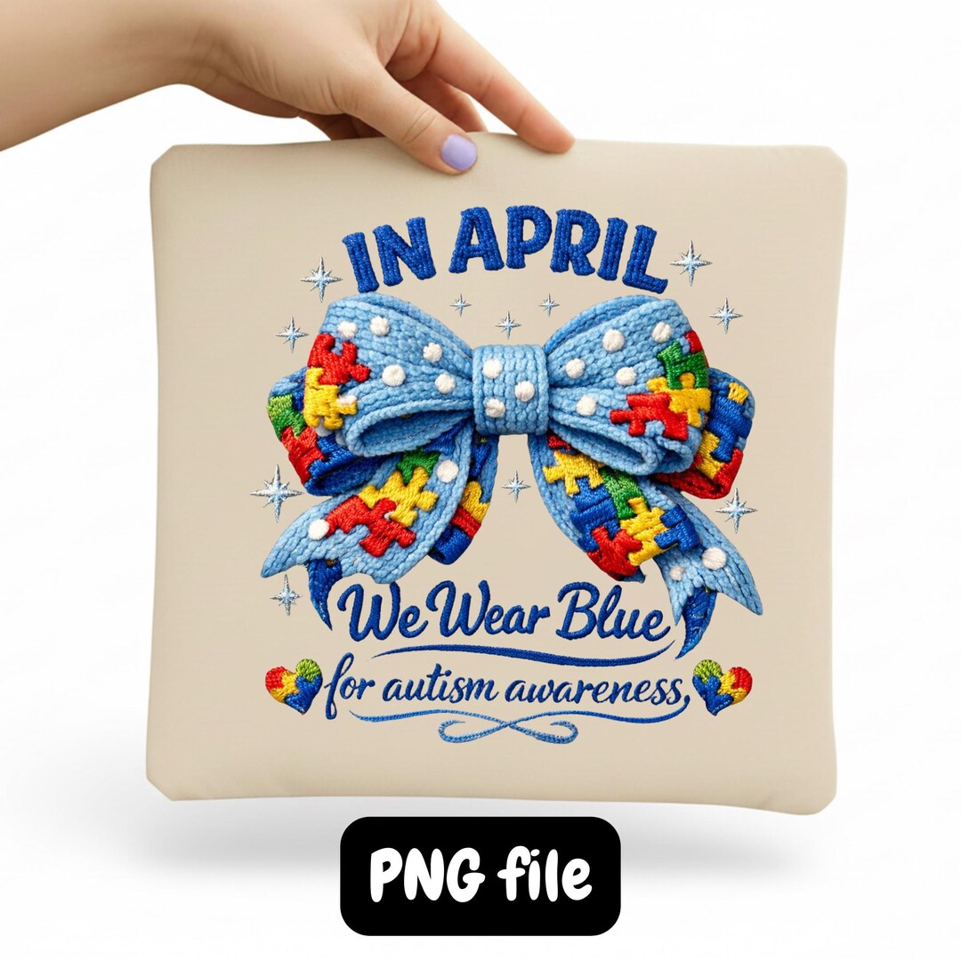 Autism Awareness Puzzle Ribbon PNG | in April We Wear Blue Graphic ...
