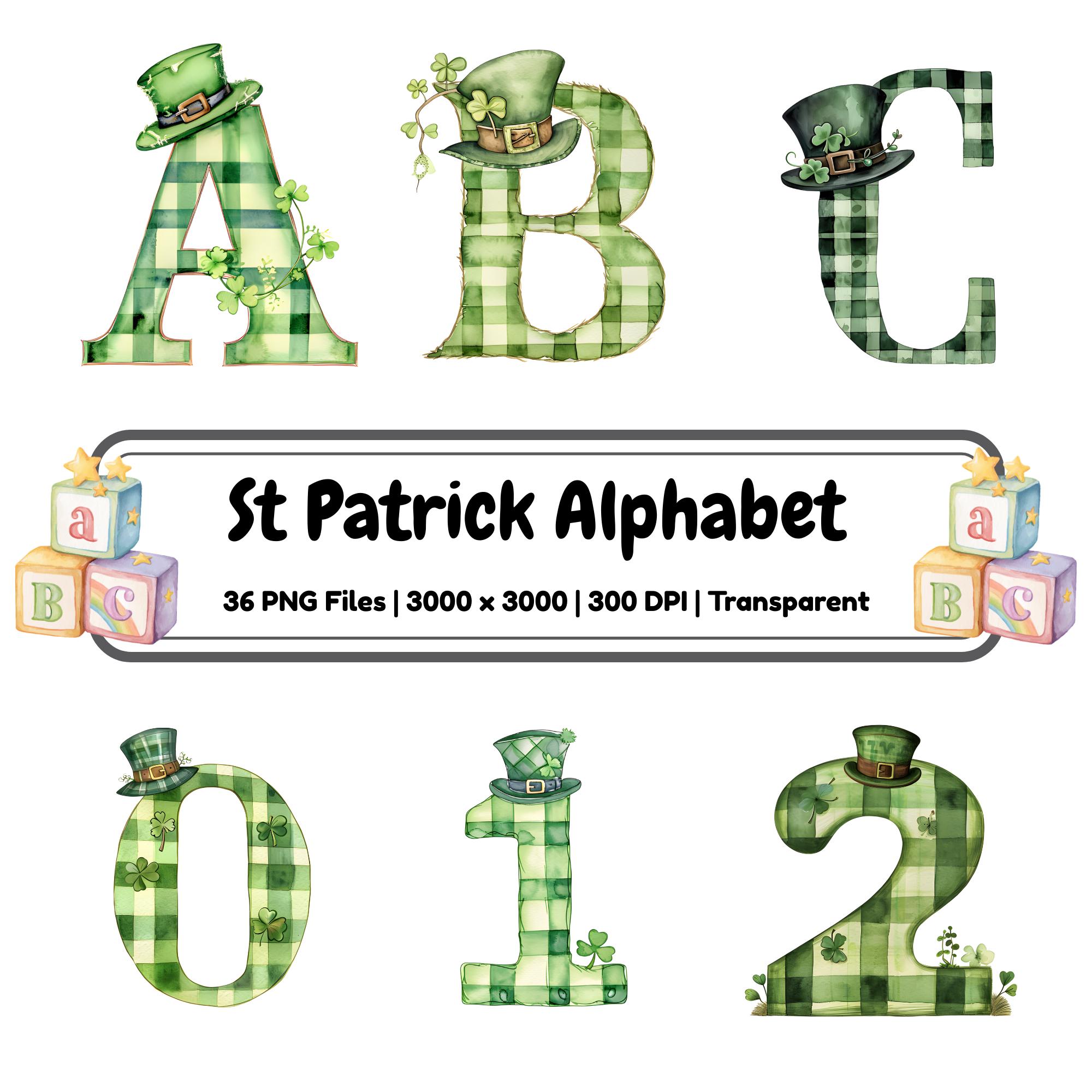 Patrick Writing Letters St Patricks Plaid Alphabet PNG Letters & Numbers (instant Download) - Etsy