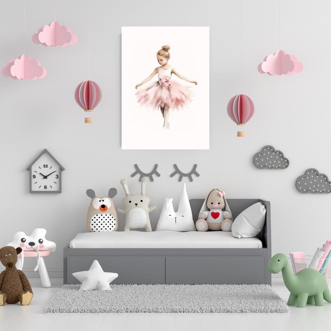 Ballerina Nursery Wall Art Set | Pink Ballet Shoes Poster Print Girl ...
