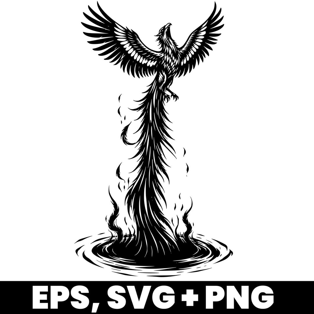 PHOENIX SVG FILE | Rising Phoenix Fire Silhouette Mythical Bird Clipart ...