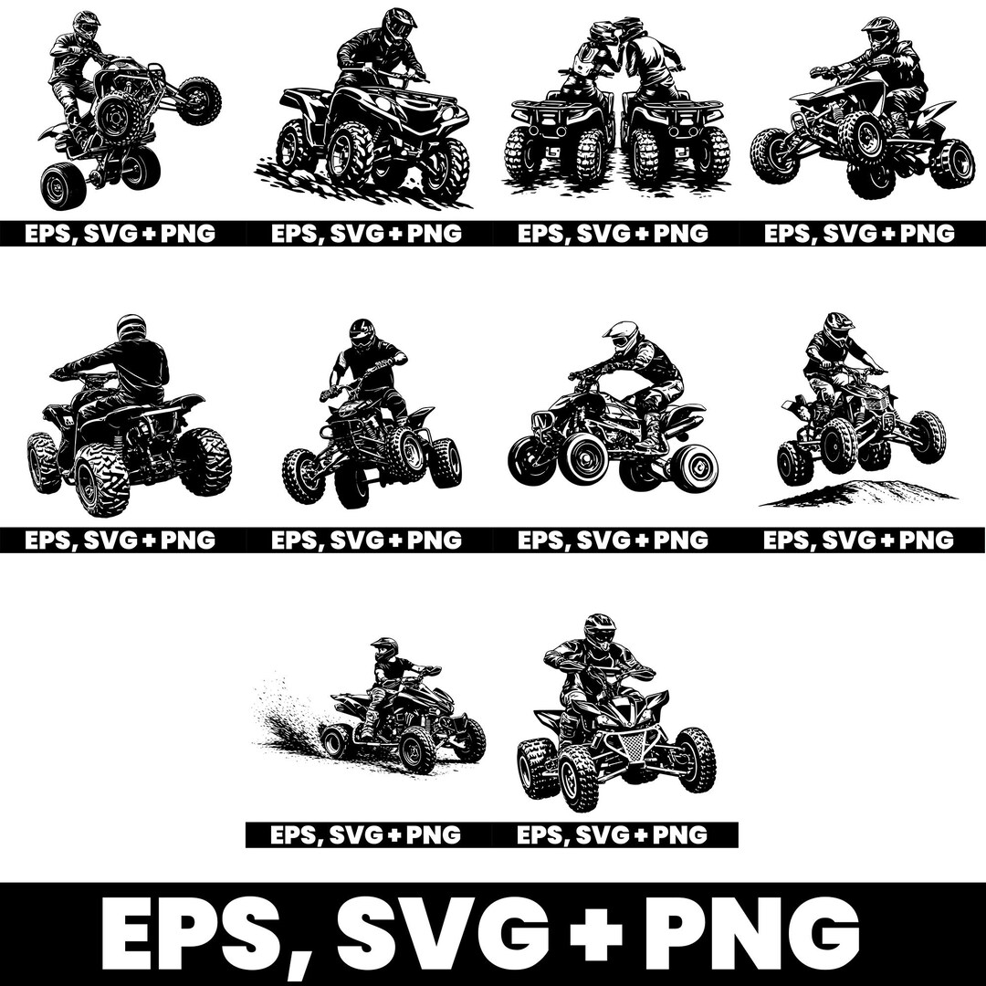 10x QUAD SVG Bundle 10 Designs ATV Rider Offroad Racing Motorsport ...