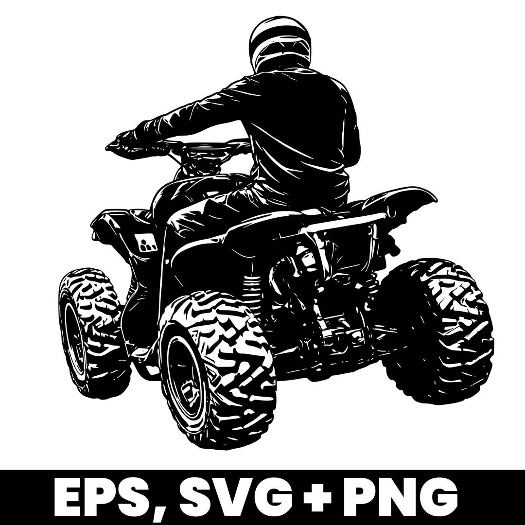 QUAD SVG ATV Rider Off-road Rear View Motorsport Quad Bike Svg Cricut ...