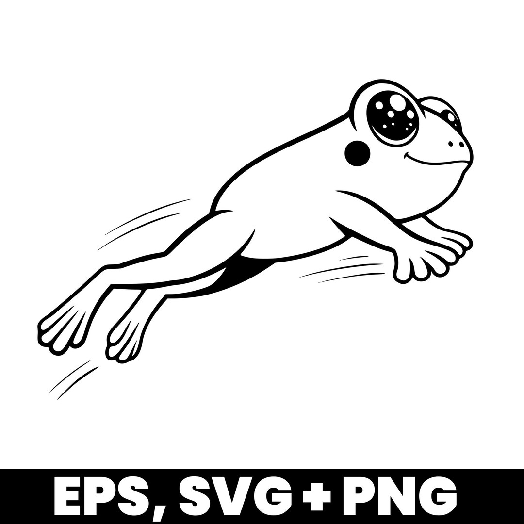 KAWAII FROG SVG Jumping Frog Cartoon Animal Clipart Cute Frog Vector ...