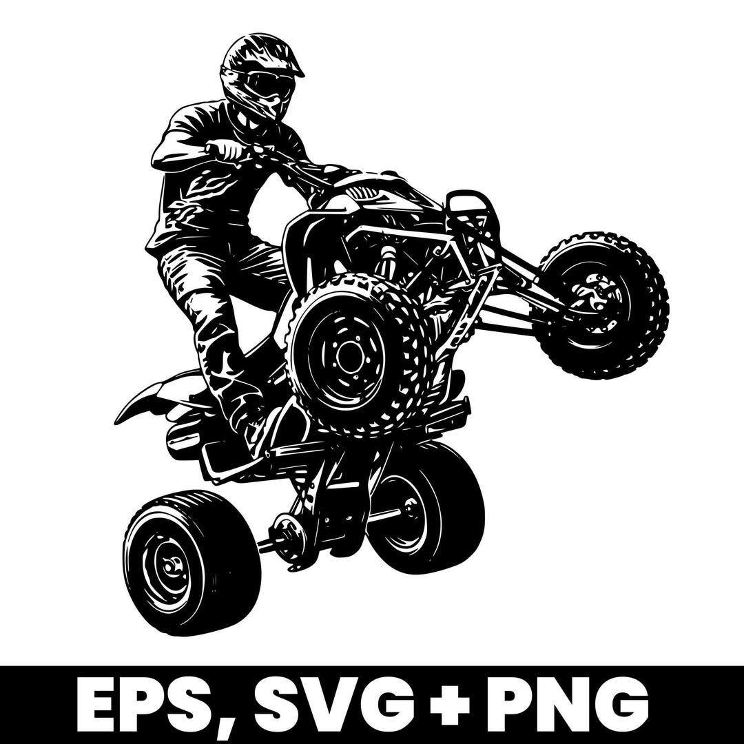 QUAD SVG ATV Rider Wheelie Motorsport Quad Bike Offroad Svg Cricut File ...