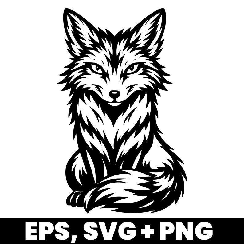 Fox Front View Simple FOX SIT SVG | Sitting Fox Front View Vector Silhouette | Tribal Outdoor ...