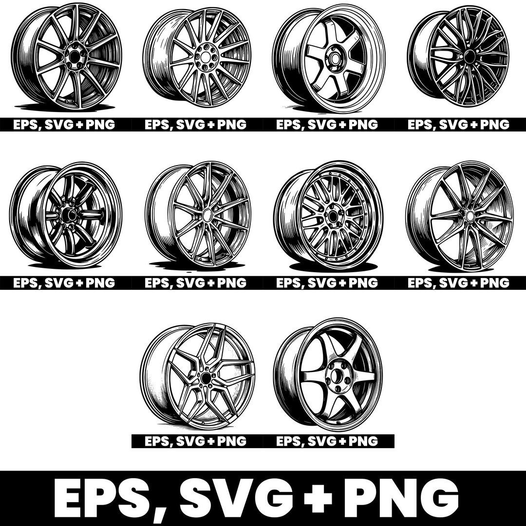 Ford Racing Rim Svg 10x Rim SVG Bundle – Wheel Vector Illustrations for Tuning, Racing ...
