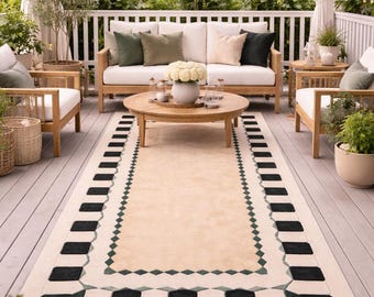 Hand Tufted Wool Rug: Modern Abstract Neutral Area Carpet for Living Room, Bedroom