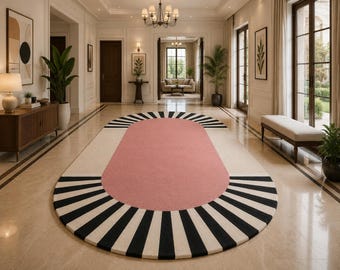 Hand Tufted Wool Rug, Abstract Art Deco Geometric Carpet, Scandinavian Living Room Decor
