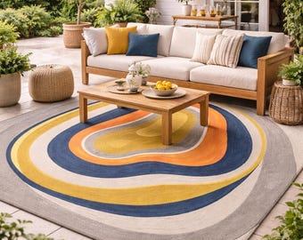 Hand Tufted Wool Rug: Modern Abstract Carpet for Living Room, Bedroom