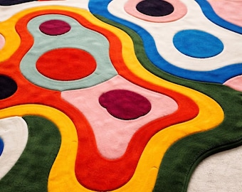Hand Tufted Wool Rug: Modern Abstract Area Carpet for Living Room