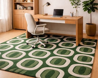 Hand Tufted Wool Rug, Modern Abstract Beige Carpet, Minimalist Home Decor