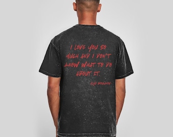 Camiseta lavada extragrande inspirada en la rivalidad acalorada | Estampado "Te amo" en la espalda | Camiseta de Ilya Rozanov y Shane Hollander