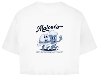 Off Campus inspired Oversize Crop Top | Malone's | Vintage College Diner Crop Top | Campus Aesthetics